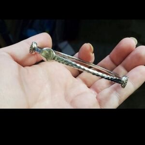 Michael Dawkins sterling silver bangle bracelet. 8 inches total wearable length.